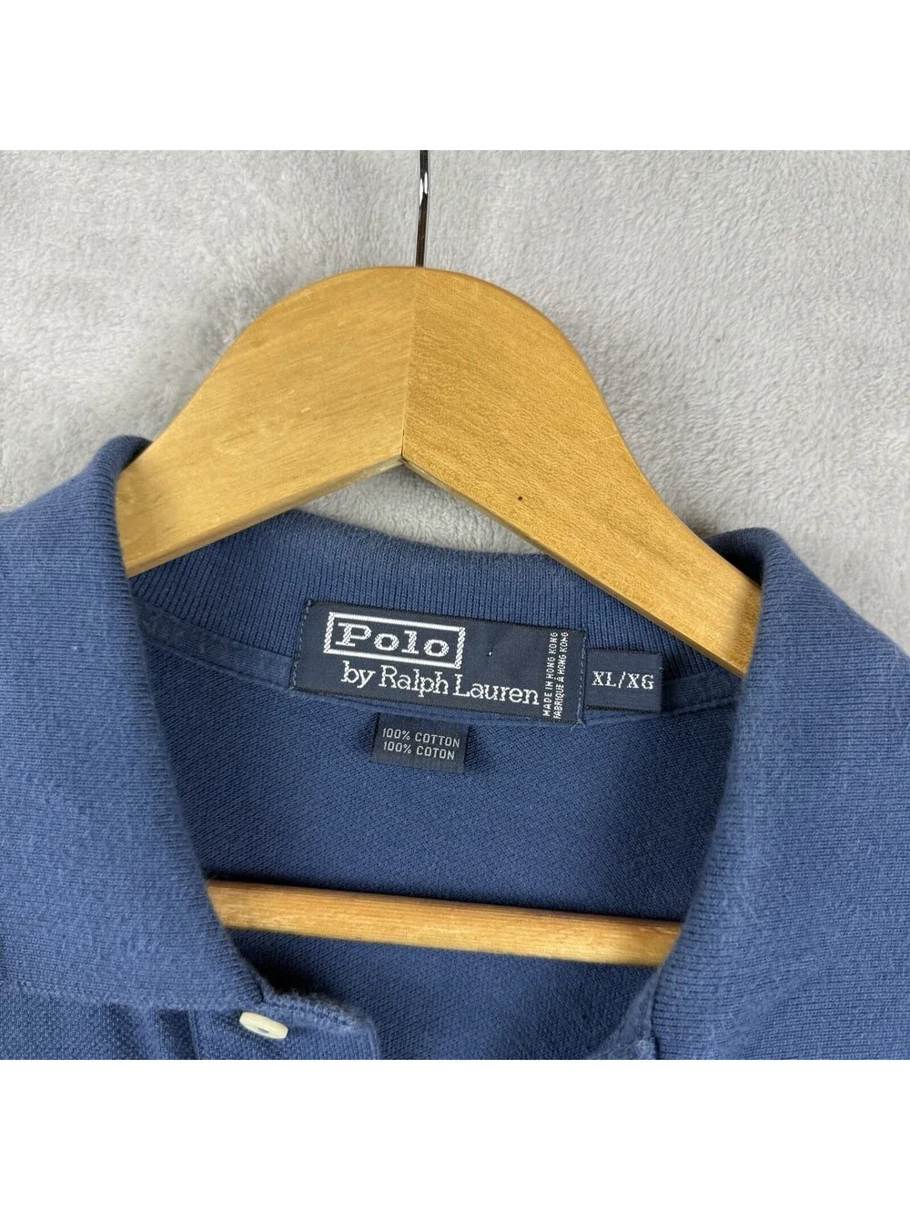 VTG Polo Ralph Lauren Mens XL Blue Polo Shirt Pony Logo Cotton Pique Preppy Golf